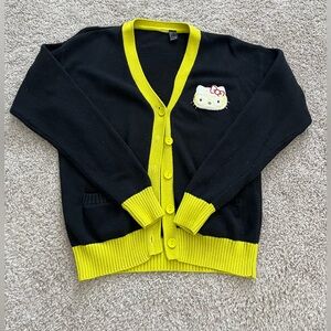 Black and Neon Yellow Cardigan Hello Kitty size Large